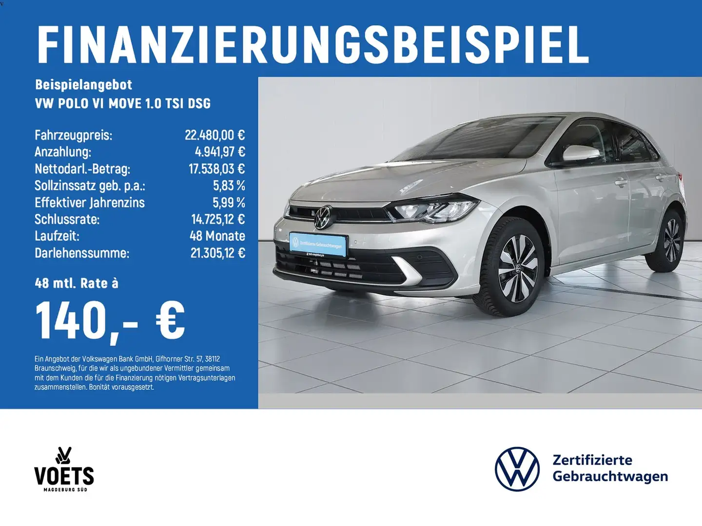 Volkswagen Polo VI MOVE 1.0 TSI DSG LED+NAVI+ACC Silber - 2