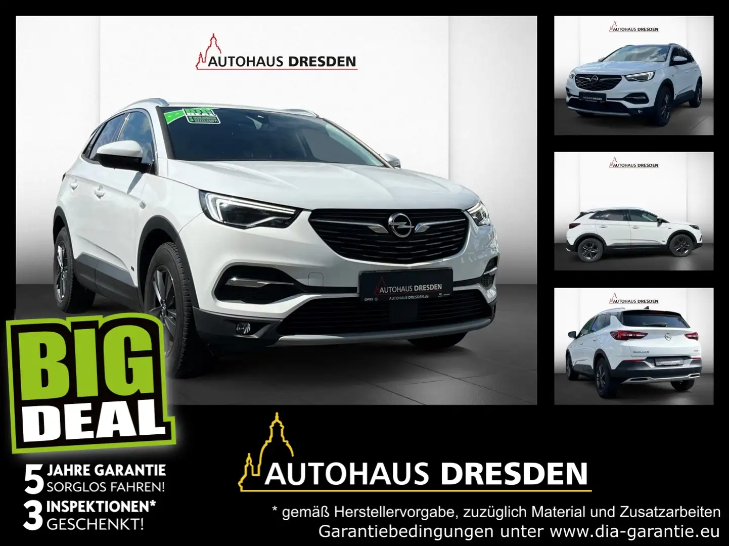 Opel Grandland 1.6 Turbo Elegance LED+Navi+SHZ+Kam. Weiß - 1