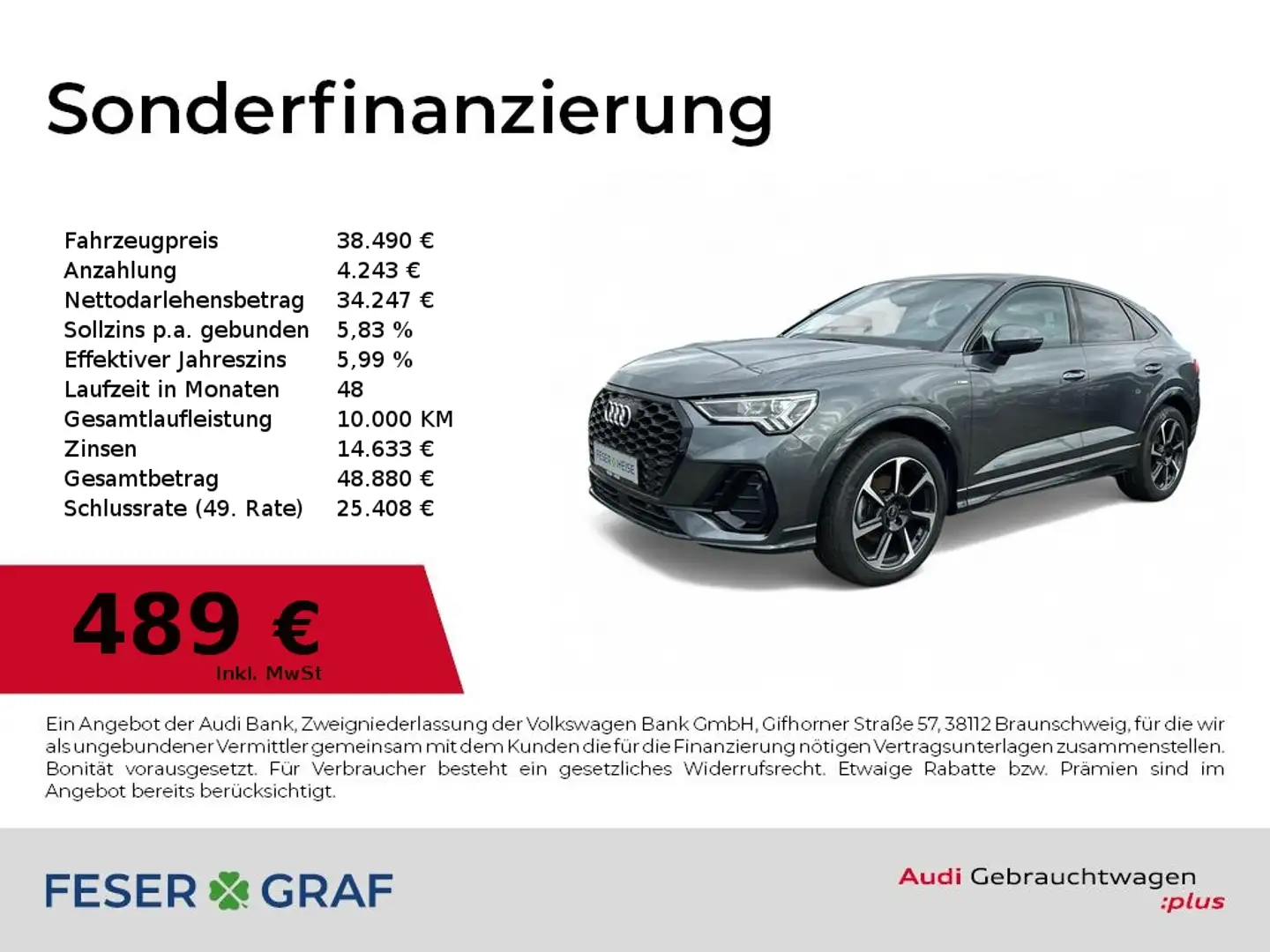 Audi Q3 Sportback 35 TFSI S line LED/Navi+/SHZ/Kamera/PDC+ Grau - 1