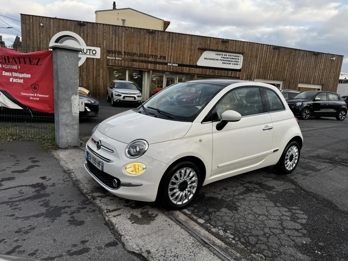 Fiat 500 500 1.2i - 69 Lounge clim + Radar AR Blanc - 1