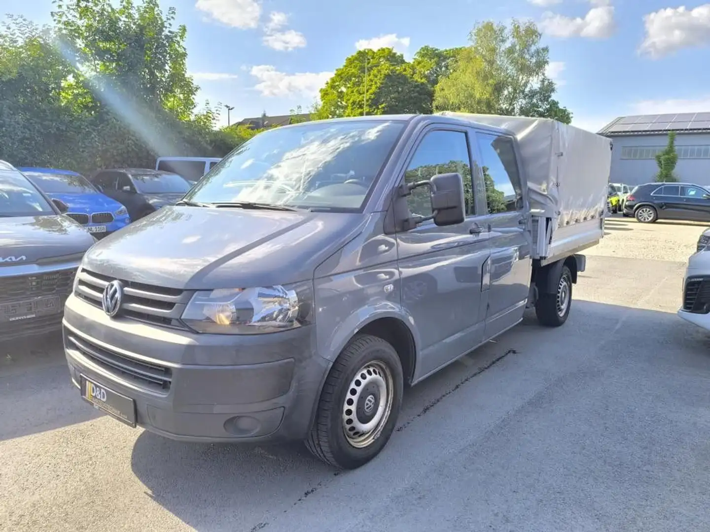 Volkswagen T5 Transporter T5 Doka Pritsche Plane Klima 103 kw 6 Sitz AHK Grijs - 1