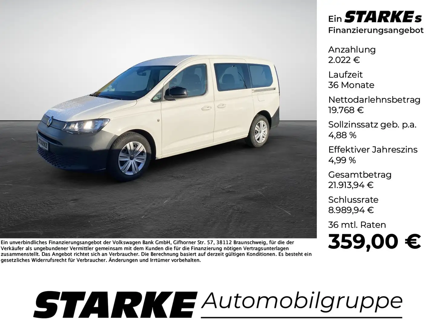 Volkswagen Caddy Maxi 2.0 TDI Kombi Blanc - 1