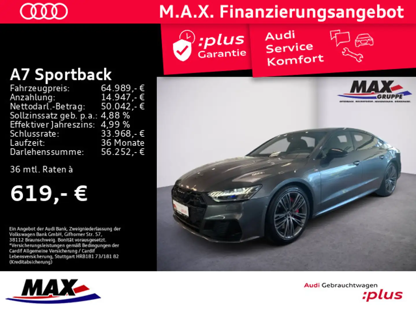 Audi A7 55 TFSI e QTT S-LINE HD MATRIX+AHK+ Grau - 1