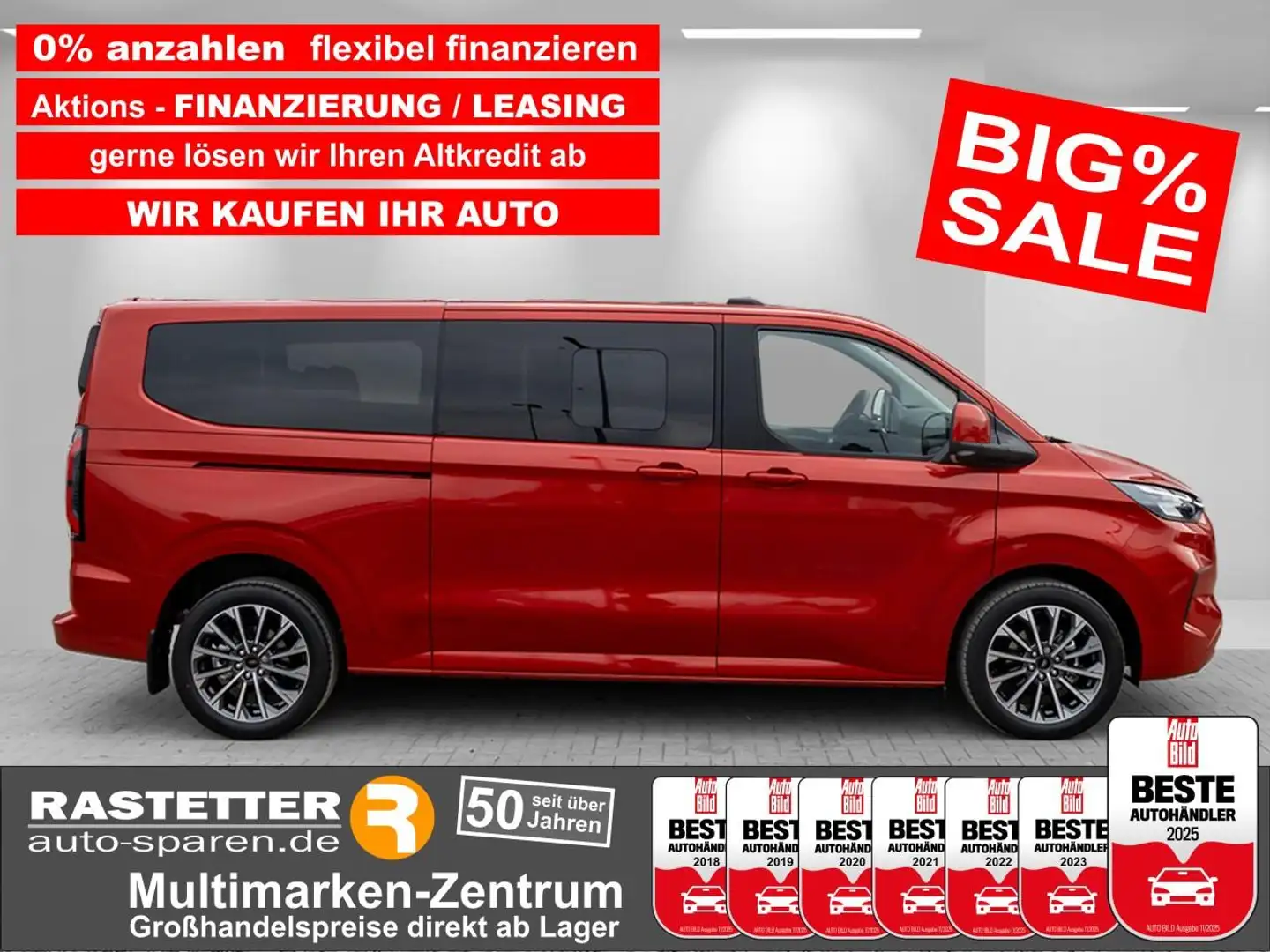 Ford Tourneo Custom L2 Titanium X 8S 5Jahre+Leder+Navi+360+19Z+ACC+Ind Rot - 1