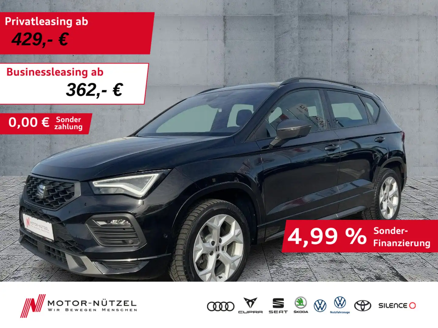 SEAT Ateca 2.0 TSI 4D FR-LINE 5JG+LED+AHK+PANO+BEATS Schwarz - 1
