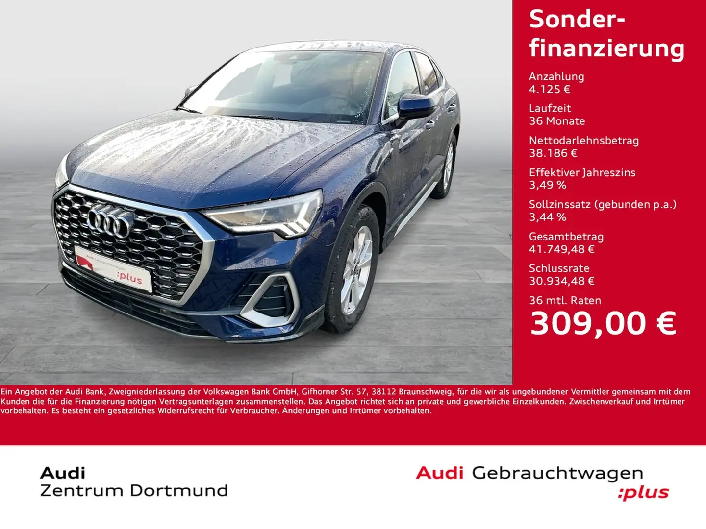 Audi Q3 Sportback 35 S LINE AHK ACC LM18 EKLAPPE NAVI+ Blau - 1