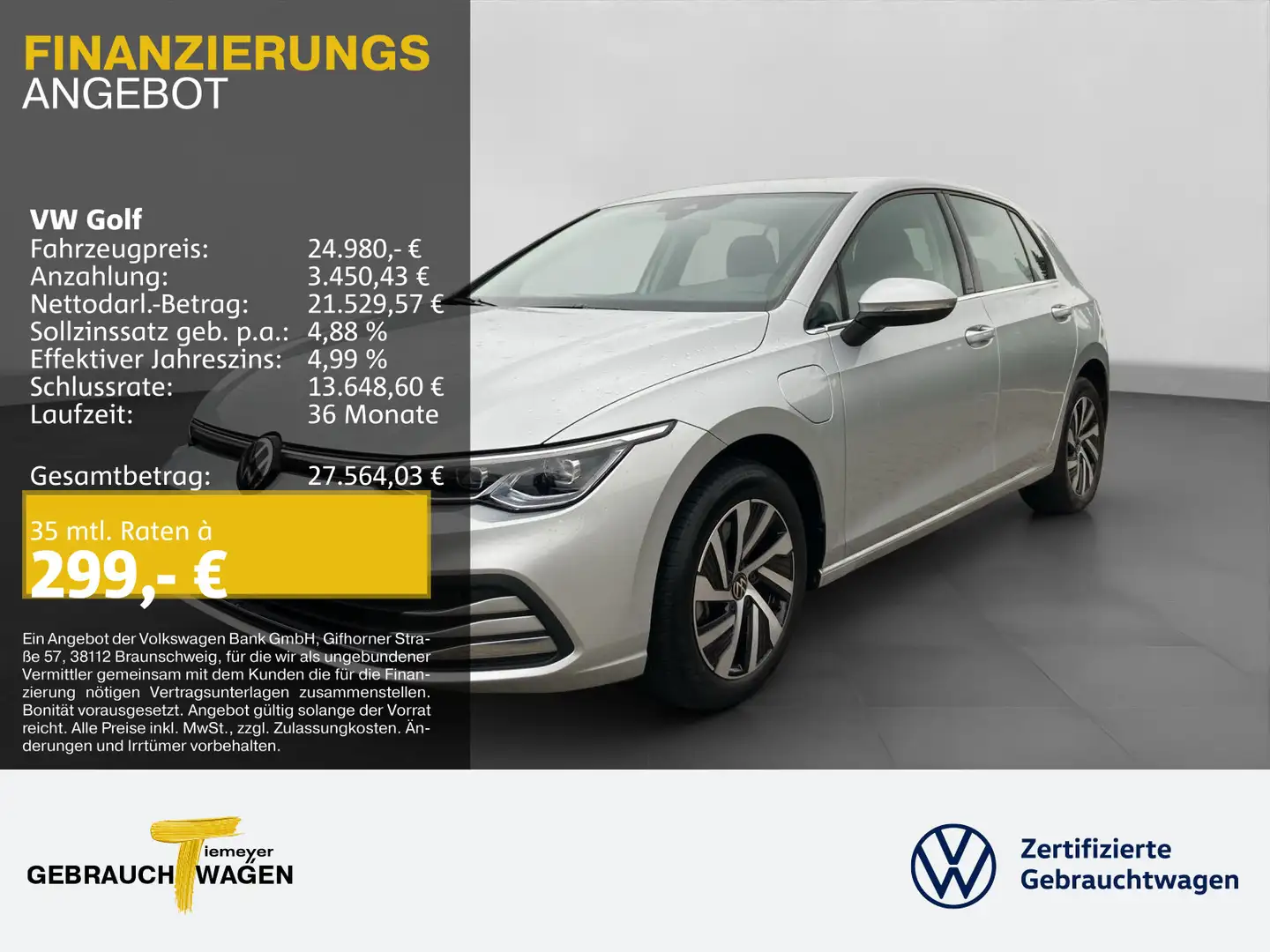 Volkswagen Golf 1.4 eHybrid DSG STYLE KAMERA ACC behMFL Silber - 1