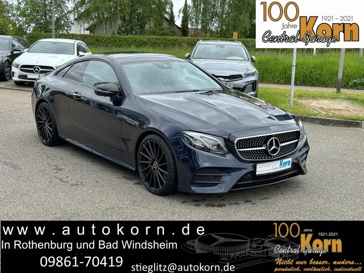 Mercedes-Benz E 350 d Coupe AMG PanoD 360K StandH NightP AirB Blauw - 2