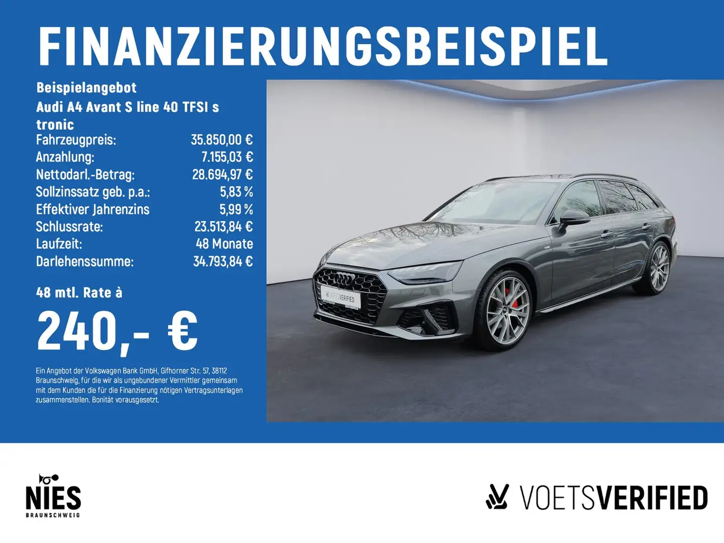 Audi A4 Avant S line 40 TFSI s tronic MATRIX-LED+NAVI+SHZ Grau - 2