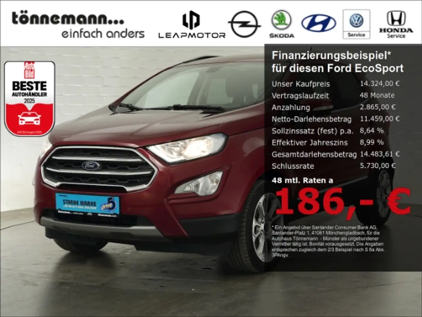 Ford EcoSport TITANIUM ECOBOOST+NAVI+KEYLESS+SCHIEBEDACH+SITZ-/L Rouge - 1