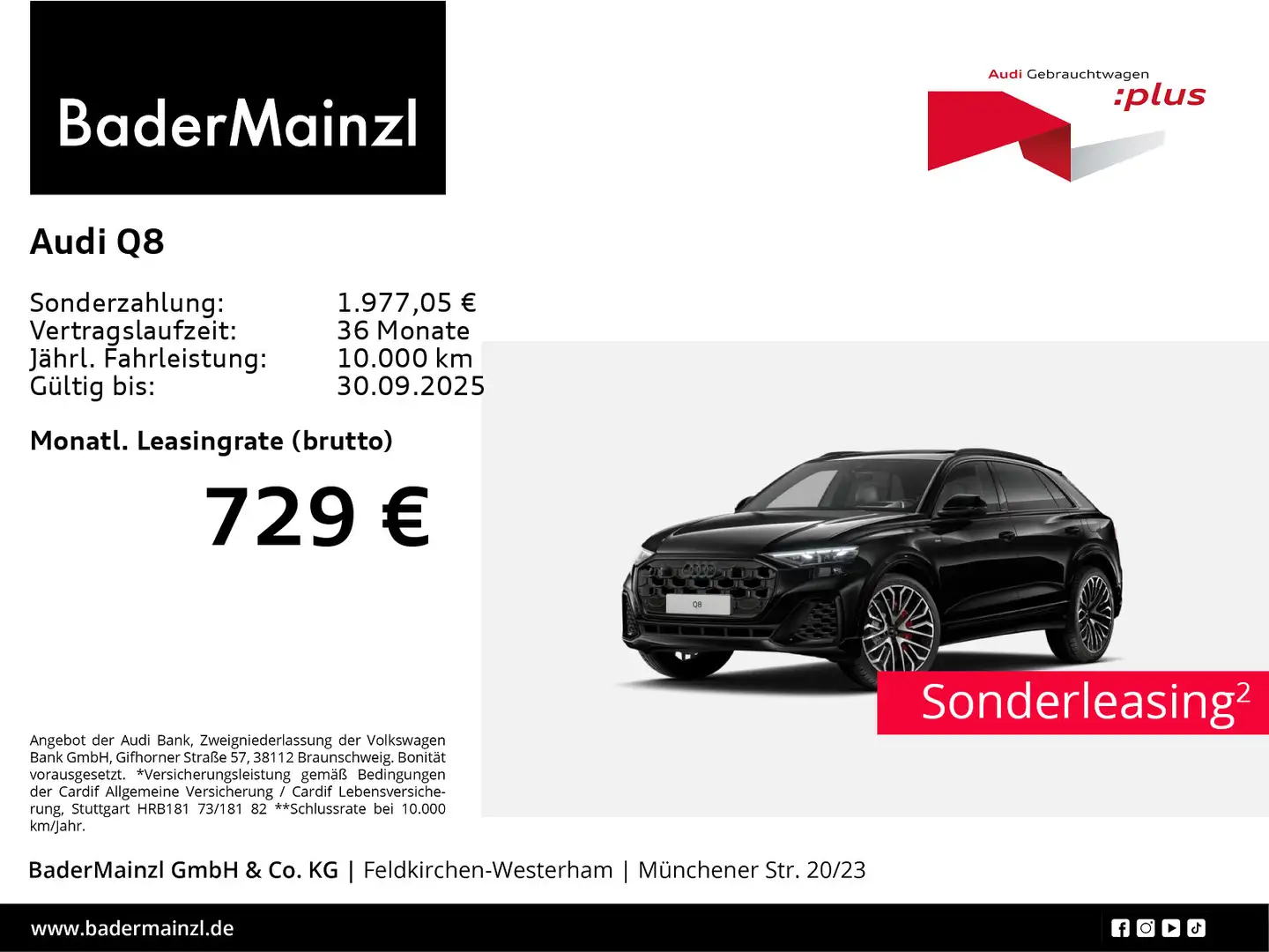 Audi Q8 55 TFSIe quattro S line AHK Matrix HUD Pano Schwarz - 1