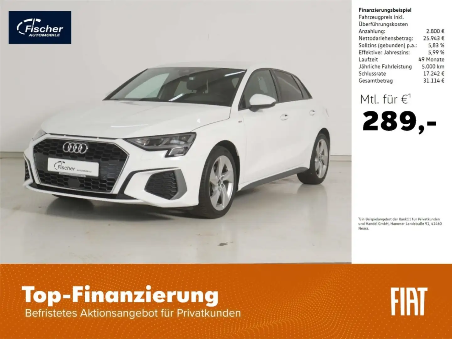 Audi A3 Sportback 30 TFSI S line Wit - 1