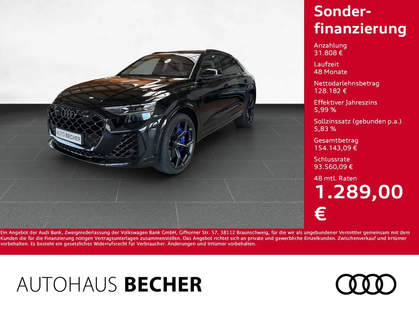 Audi RS Q8 performance 4.0 TFSI quattro /AHK/Pano/Navi Schwarz - 1
