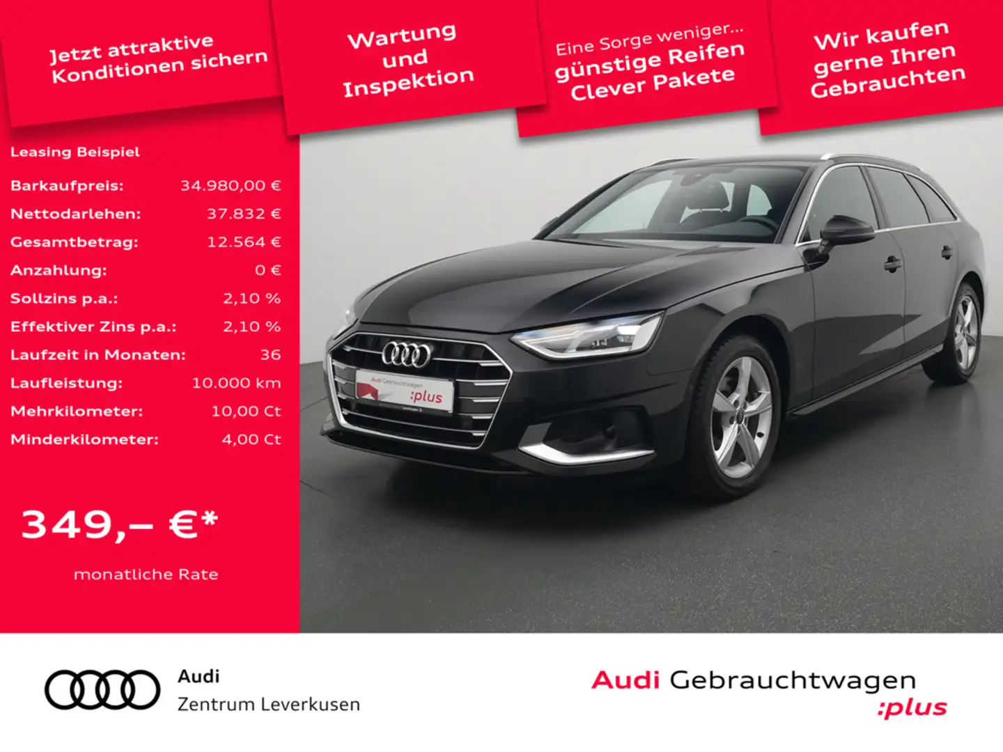 Audi A4 Avant ACC MEMORY LEDER NAVI KAM SHZ PDC Schwarz - 1