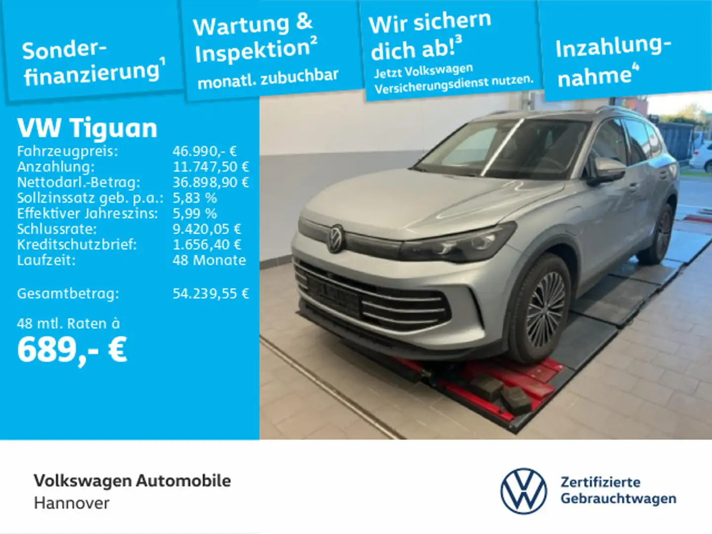 Volkswagen Tiguan 1.5 TSI DSG eHybrid Elegance Navi AHK HD Silber - 1