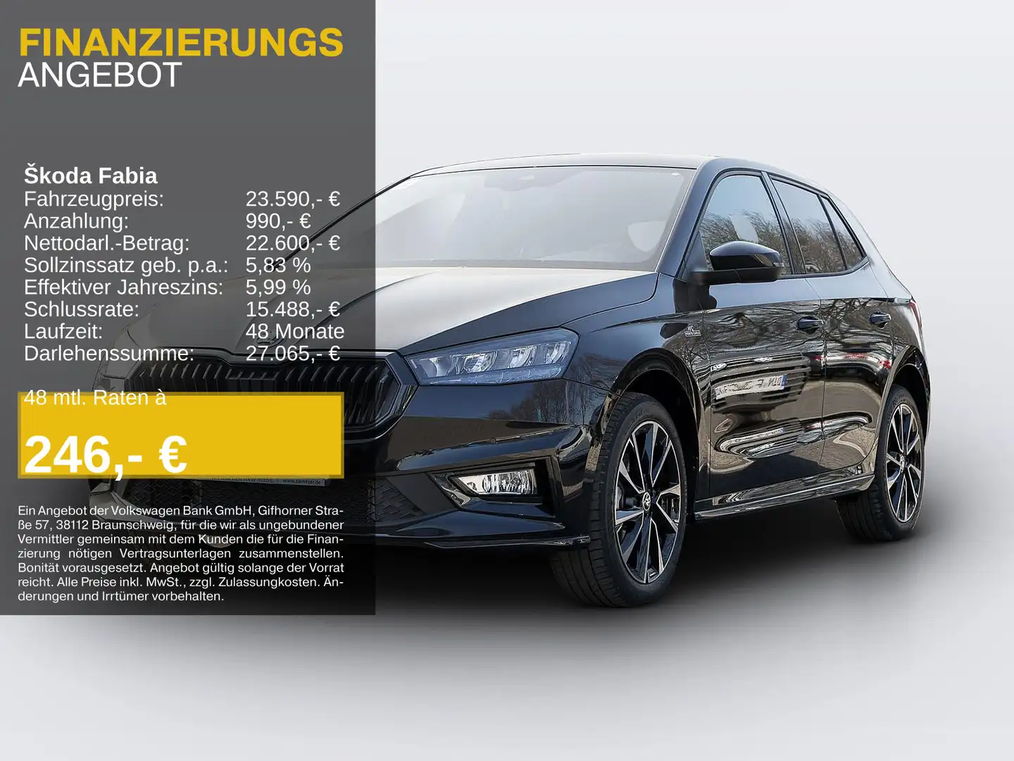 Skoda Fabia 1.0 TSI DSG MONTE CARLO LM17 VIRTUAL SITZH Schwarz - 1