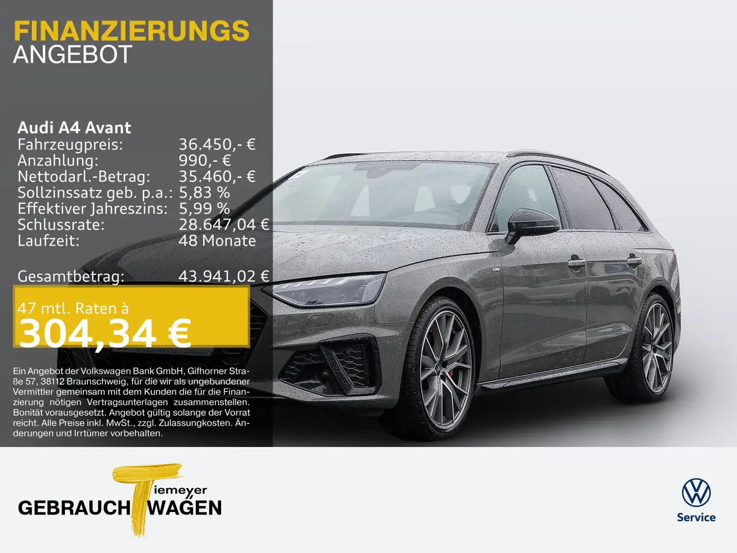 Audi A4 40 TFSI Q 2x S LINE LM19 KAMERA NAVI+ V Grau - 1