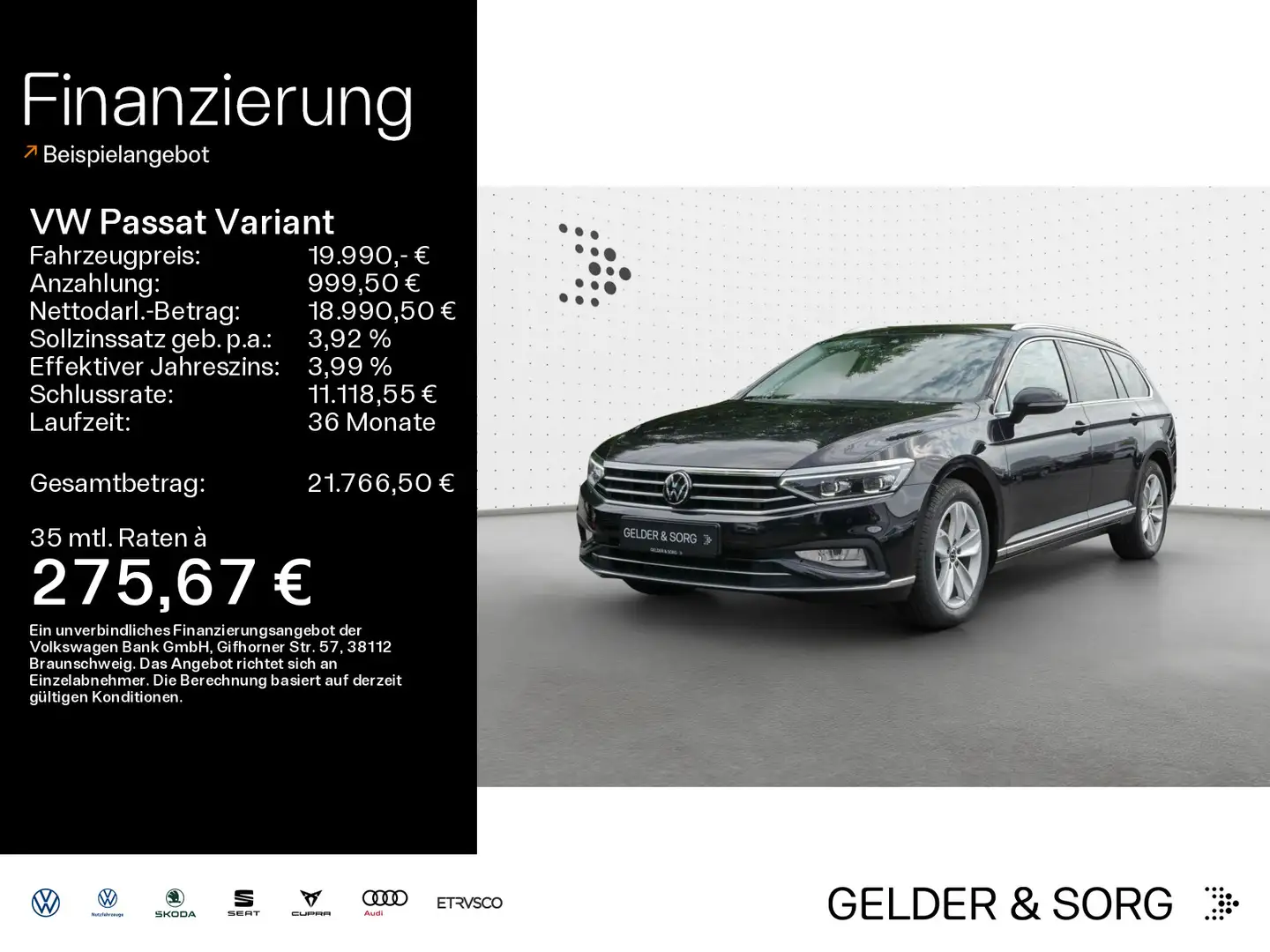 Volkswagen Passat Variant 2.0 TDI Elegance AHK*IQ.Light*ACC Noir - 1