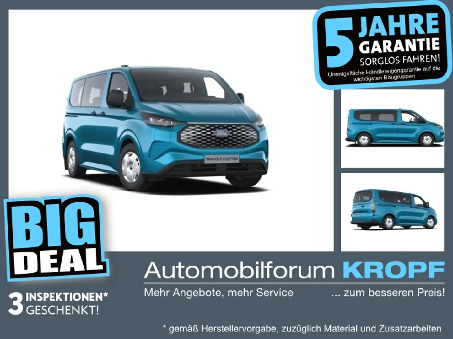 Ford Transit Custom E- Kombi 340 L1 *AHK*LED*NAVI*CAM* Blau - 1