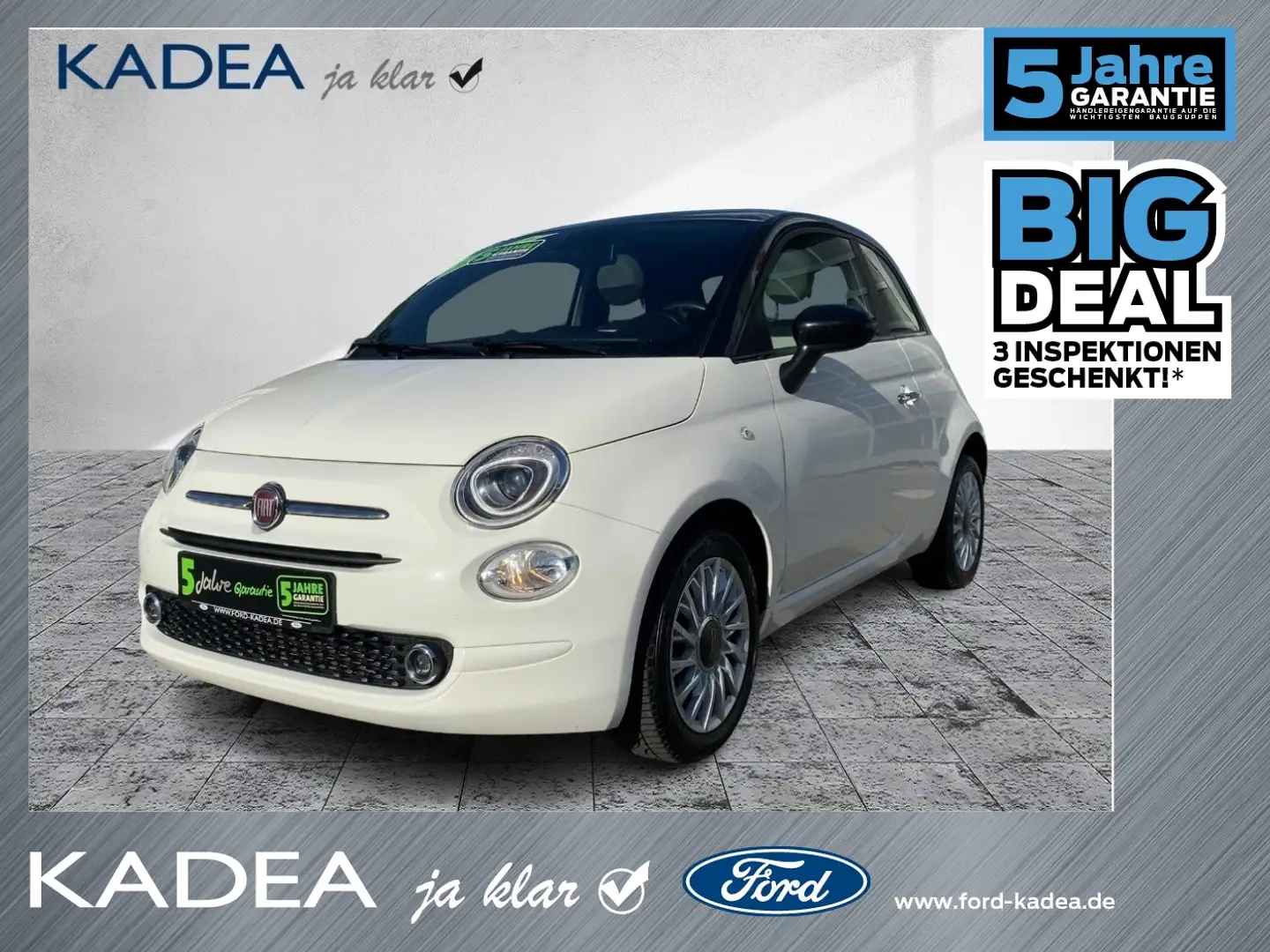Fiat 500 1.0 Dolcevita PANORAMADACH+Klima+Parksensoren Wit - 1