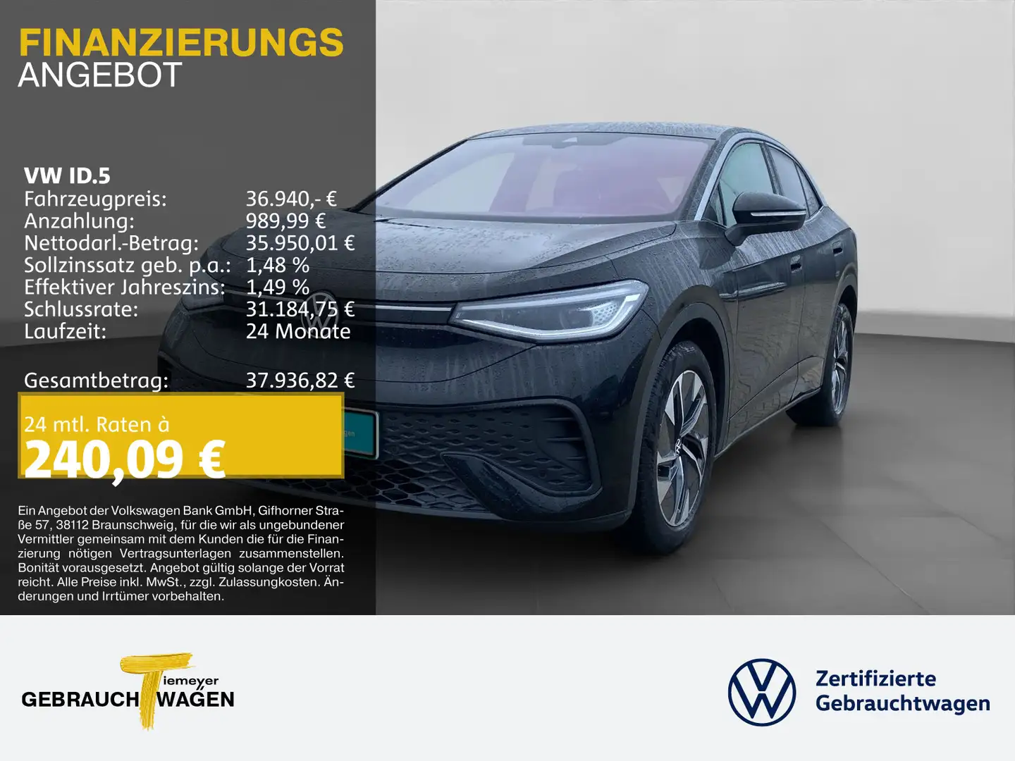 Volkswagen ID.5 PRO ELECTRIC WÄRMEPUMPE IQ.LIGHT AHK Schwarz - 1