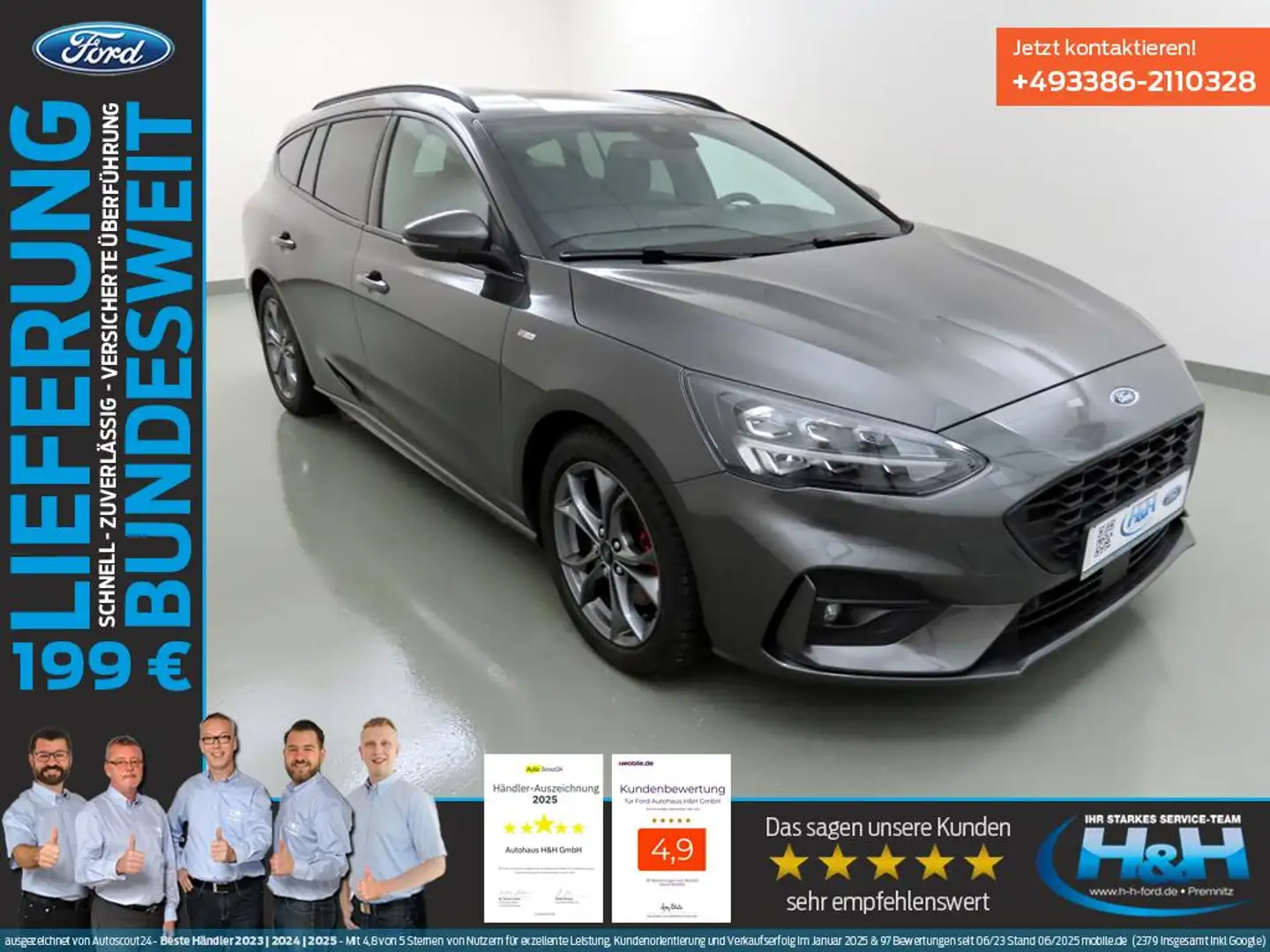 Ford Focus Turnier 1.5 Aut EcoB ST-Line el.Klappe+AHK Gris - 1