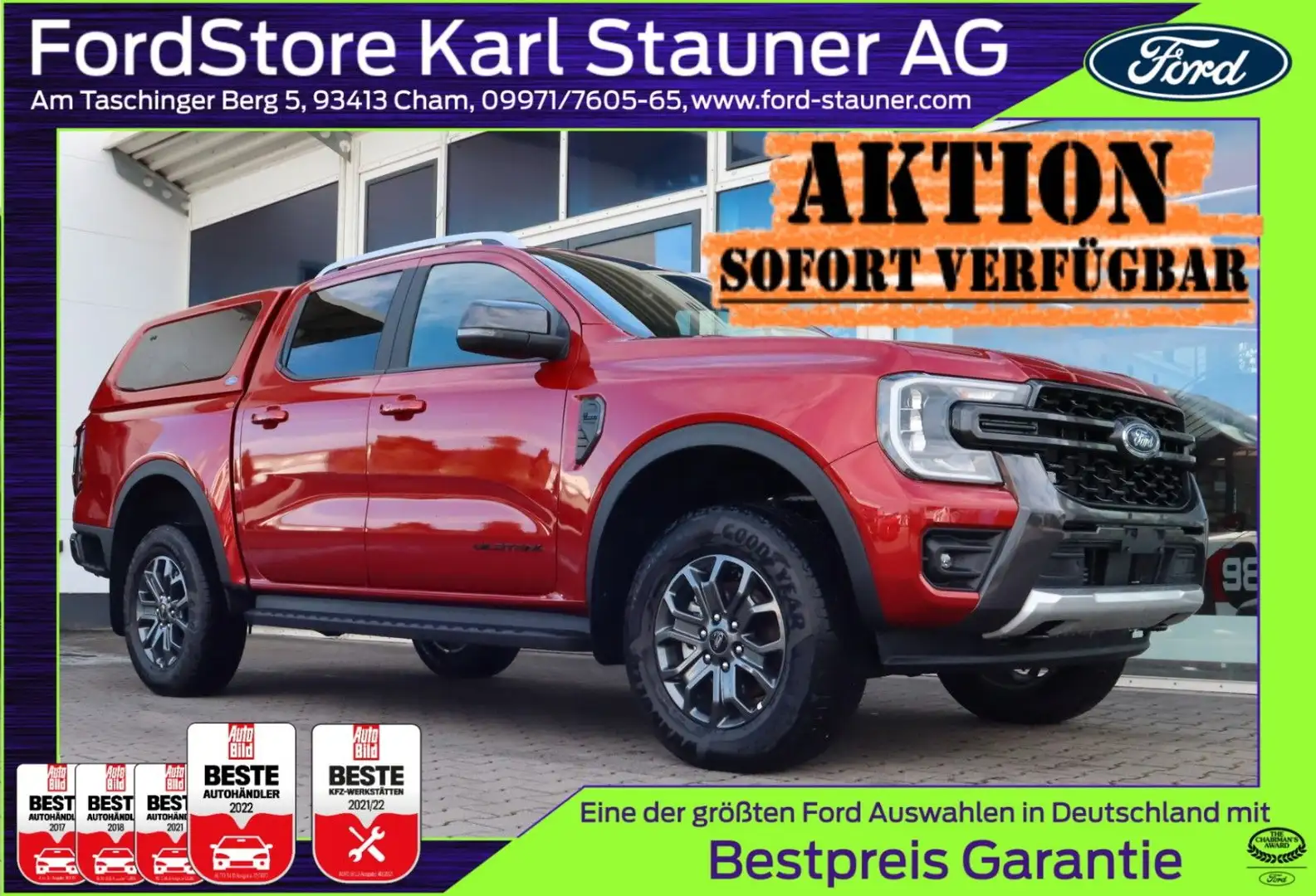 Ford Ranger Wildtrak DOKA Hardtop 3,99% FIN* AHK Rouge - 1
