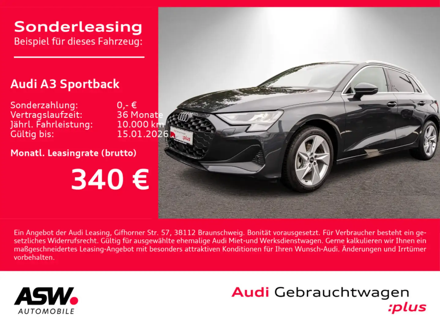 Audi A3 advanced 30TFSI Stronic NAVI LED VC Grau - 1