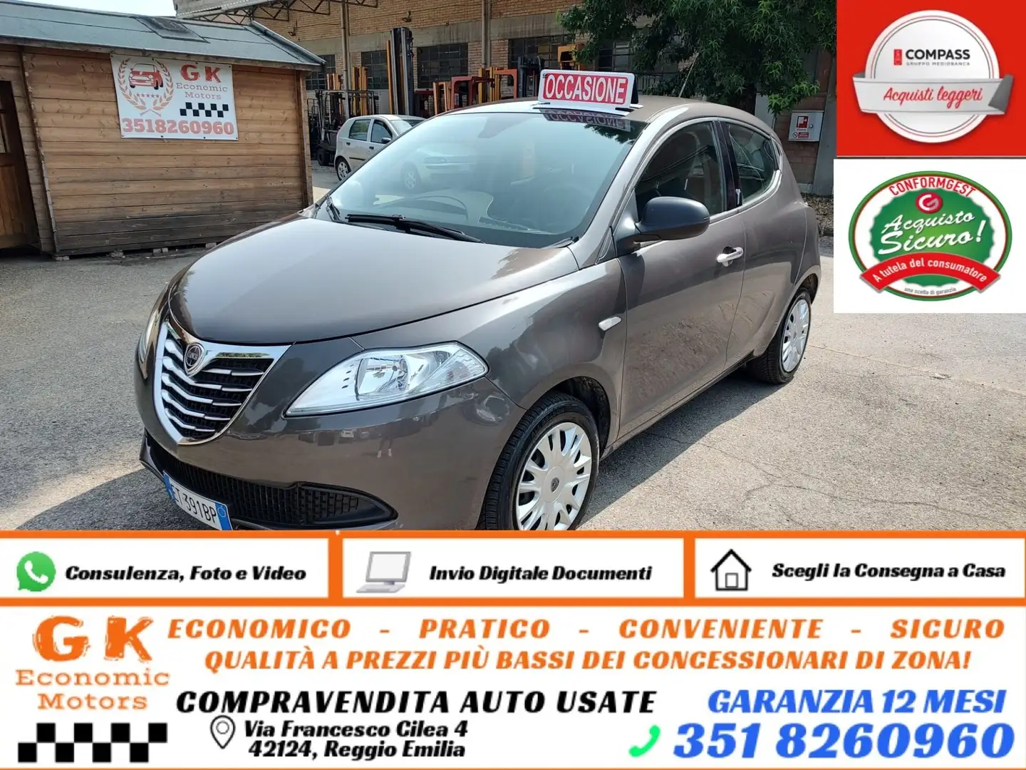 Lancia Ypsilon 1.2 69 CV 5 porte Silver, OK NEOPATENTATI, GARANZI Grigio - 1