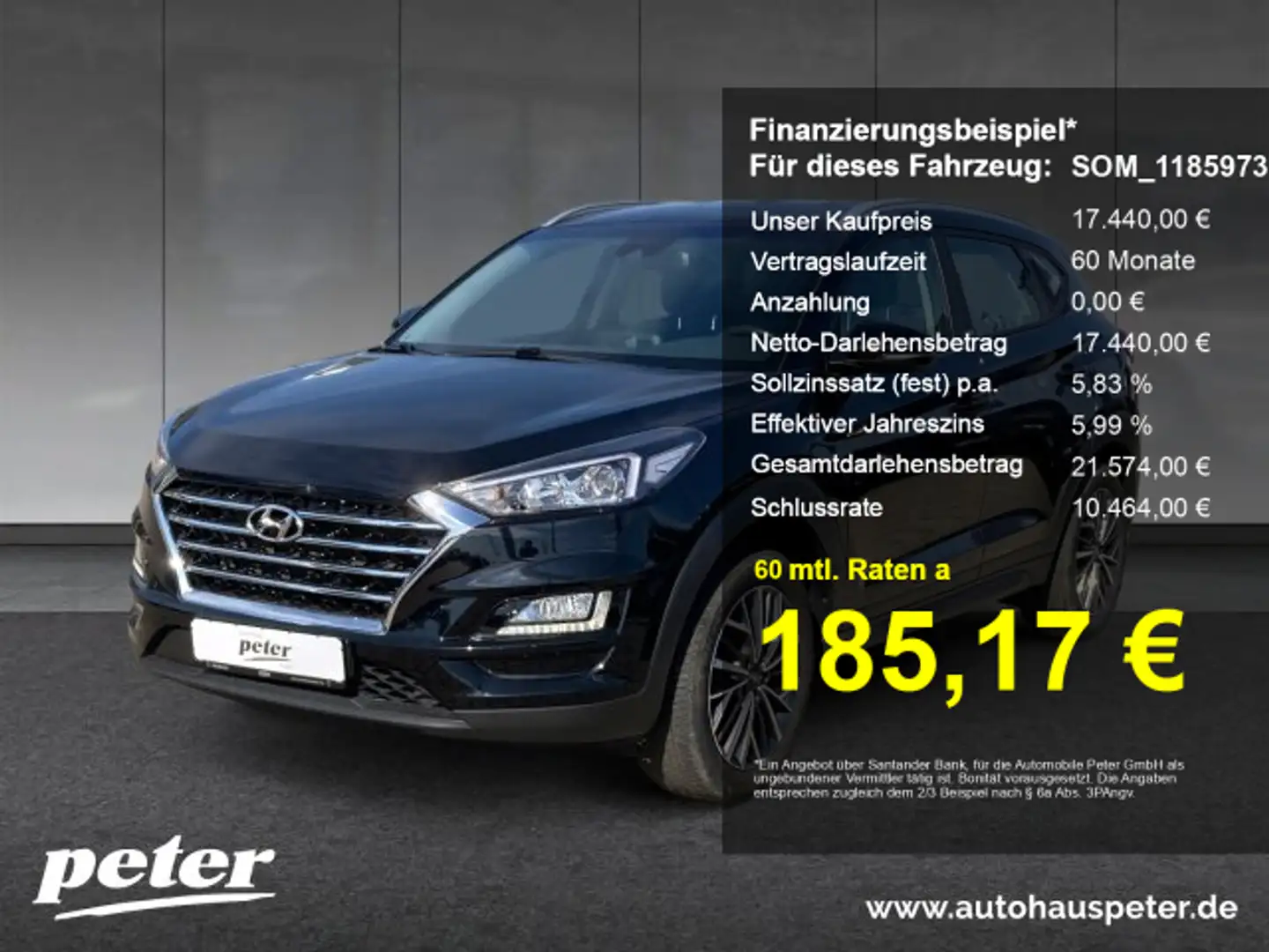 Hyundai TUCSON Tucson 1.6 Advantage 2WD Klimaautomatik Sitzheizun Schwarz - 1