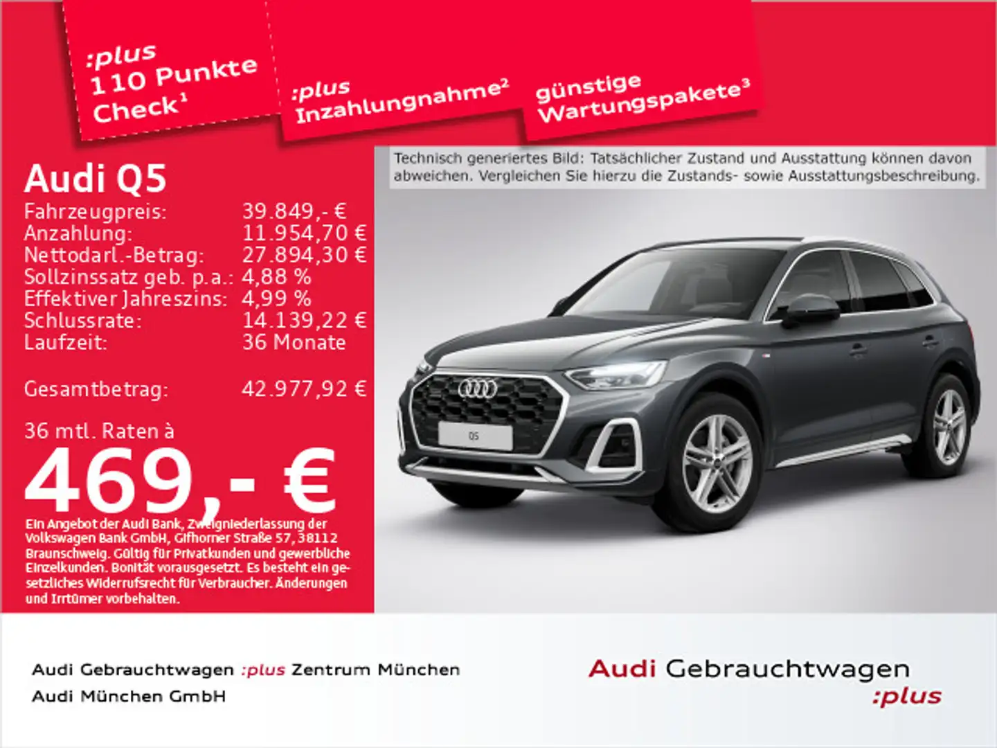 Audi Q5 40 TDI qu. S tronic 2x S line AHK/Virtual/+/K Grau - 1