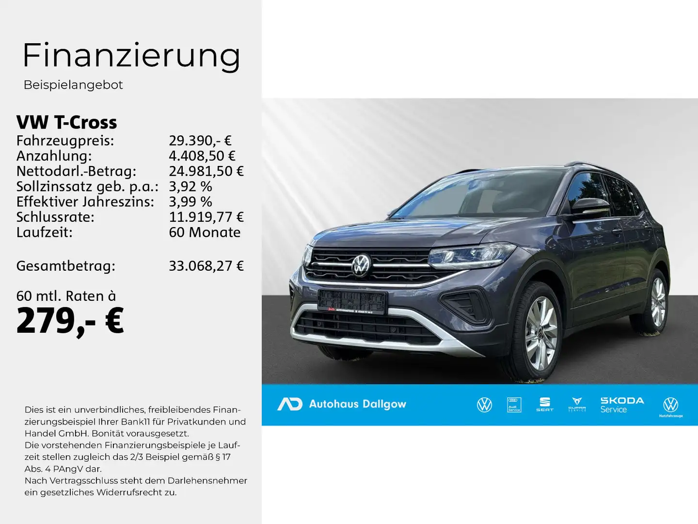 Volkswagen T-Cross Life 1.5 l TSI 150PS DSG PDC+Navi+Klimaa Grau - 2