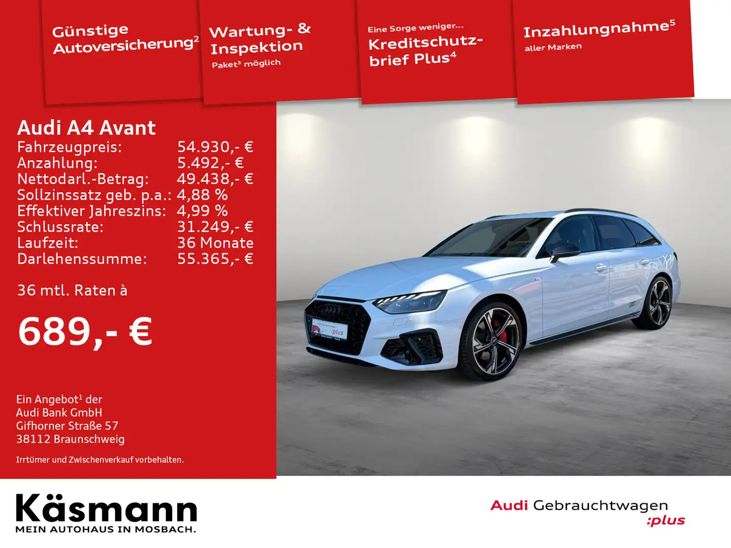 Audi A4 S line 40TDI S line COMP + AHK TOUR Blanc - 1