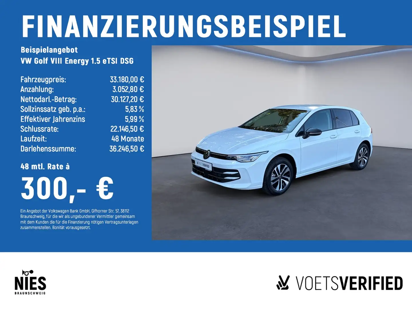 Volkswagen Golf VIII Energy 1.5 eTSI DSG LED+RearView+PDC Blanc - 2