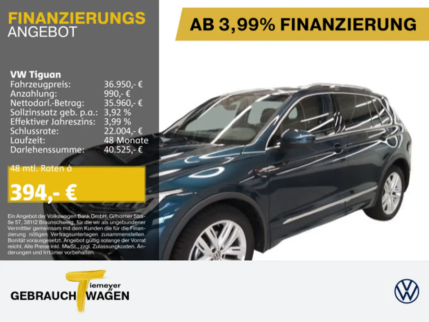 Volkswagen Tiguan 1.5 TSI DSG R-LINE LM20 PANO AHK ST.HEIZ Blau - 1