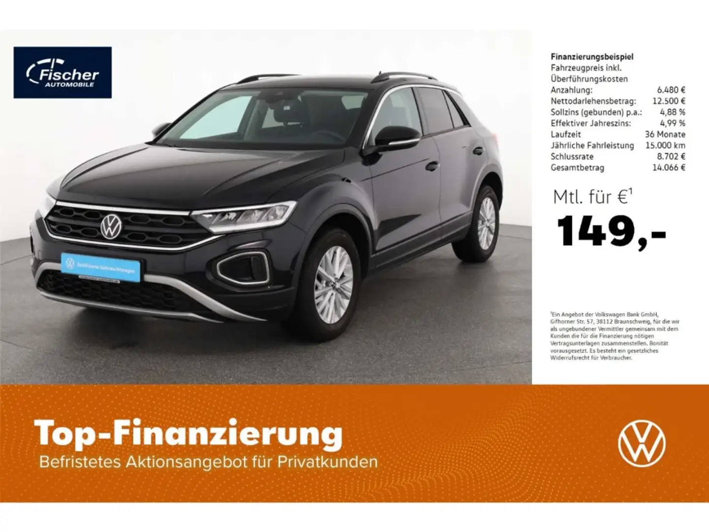 Volkswagen T-Roc 1.0 TSI Life Schwarz - 1