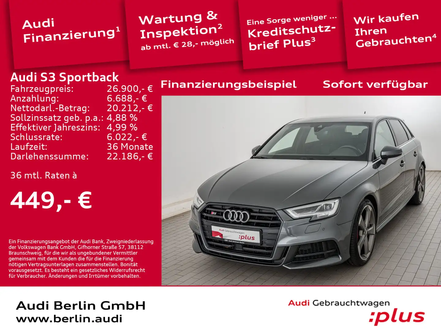 Audi S3 2.0 TFSI qu. S tr. VIRTUAL SITZHZG Grau - 1