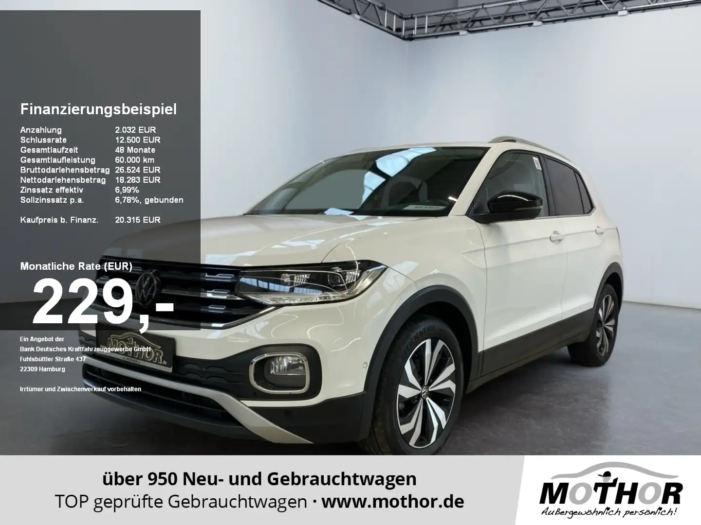 Volkswagen T-Cross Style 1.0 TSI DSG Abstandstempomat Blanc - 1