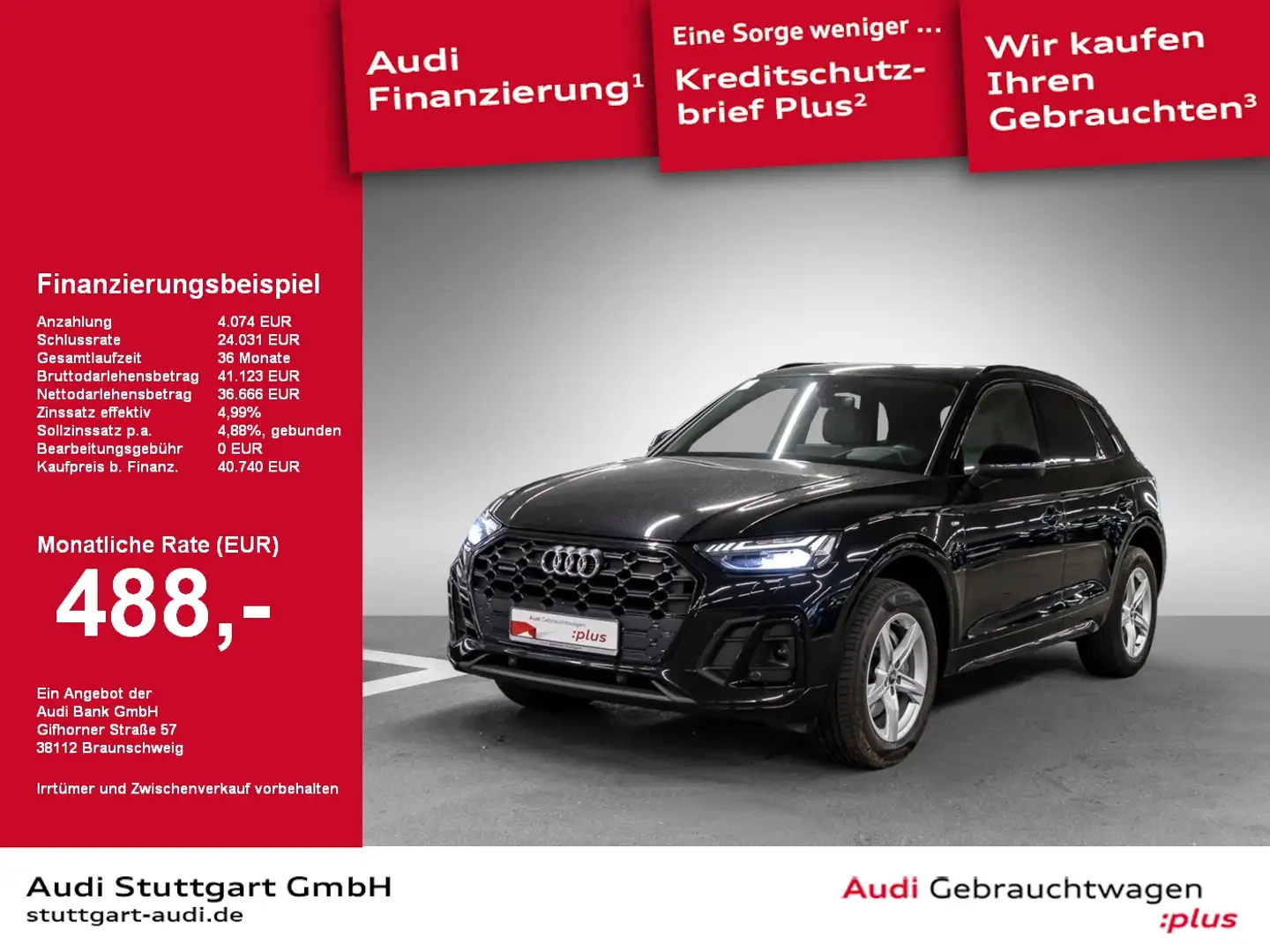 Audi Q5 40 TDI quattro S line AHK Matrix Pano HeadUp Schwarz - 1