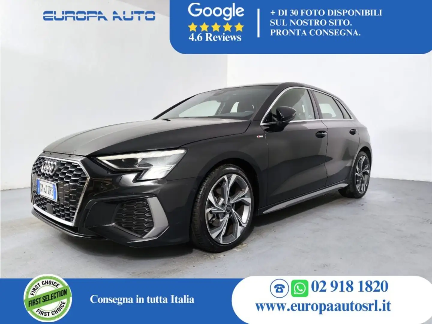 Audi A3 SPB 30 TDI S tronic S line Noir - 1