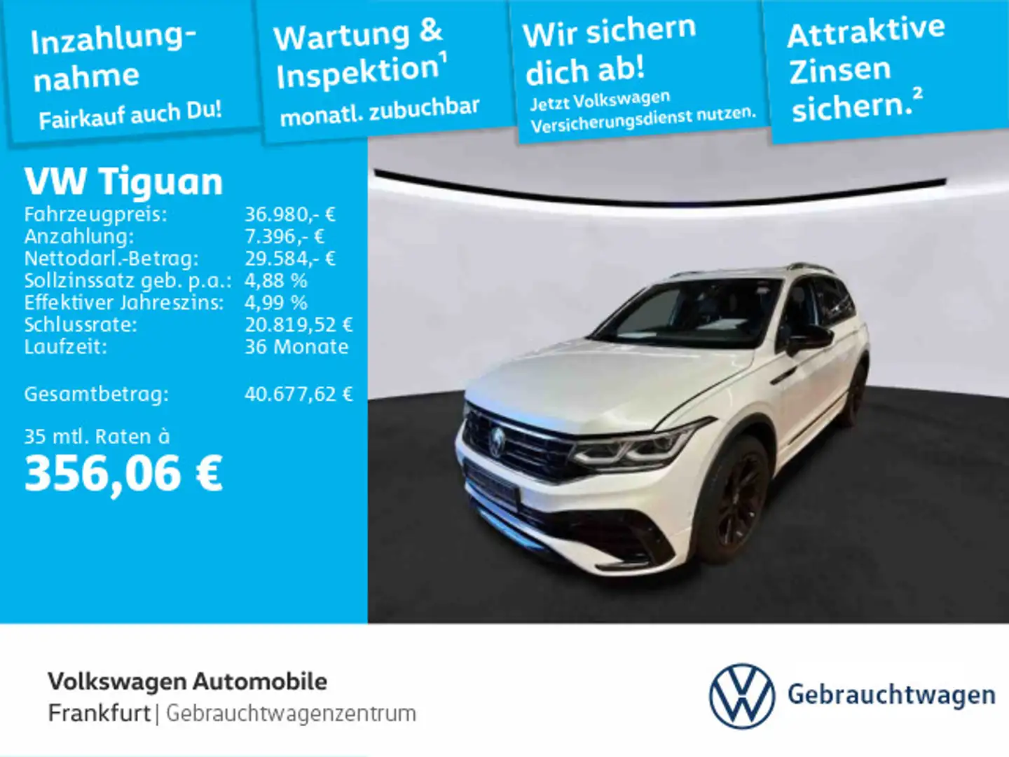 Volkswagen Tiguan 2.0 TDI DSG R-Line 4Motion Navi IQ.Light Weiß - 1