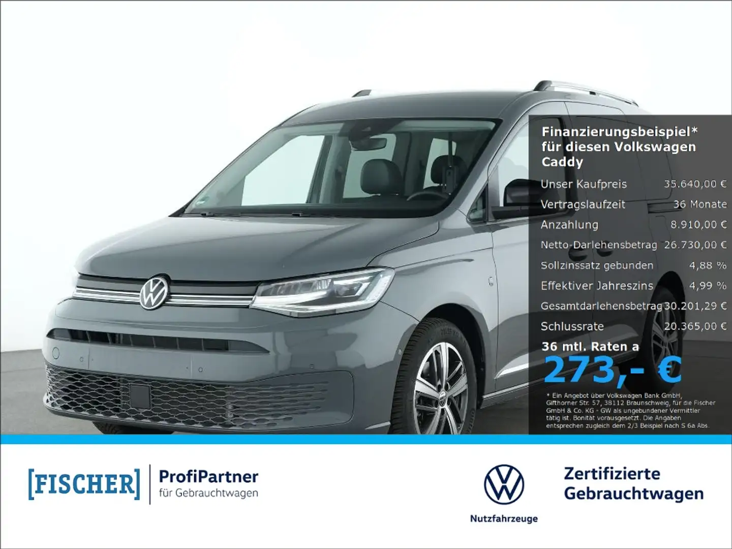 Volkswagen Caddy 1.5TSI DSG Style LED STHZ Navi SHZ Rear View ACC Gris - 1