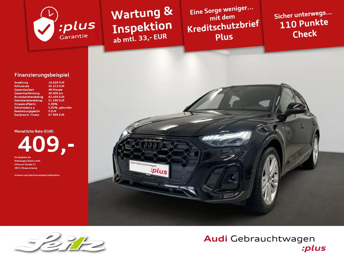 Audi Q5 45 TFSI quattro S line *AHK*PANO*MATRIX* Schwarz - 1