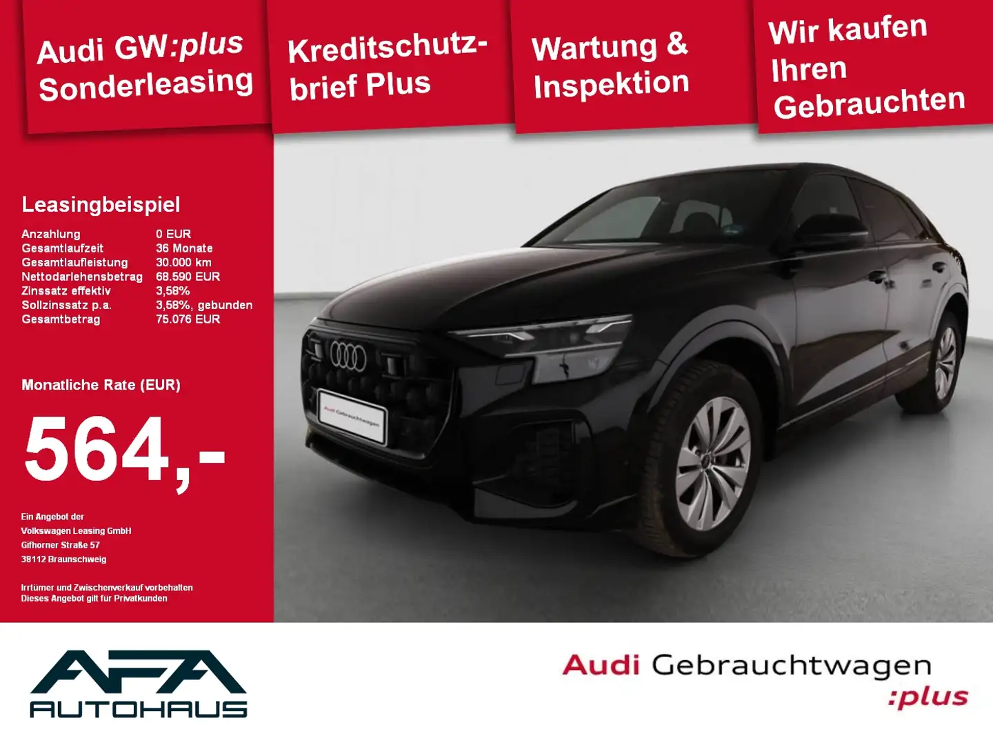 Audi Q8 45 TDI qu. tiptr. Luft*AHK*Matrix*Opt.Schwarz Schwarz - 1