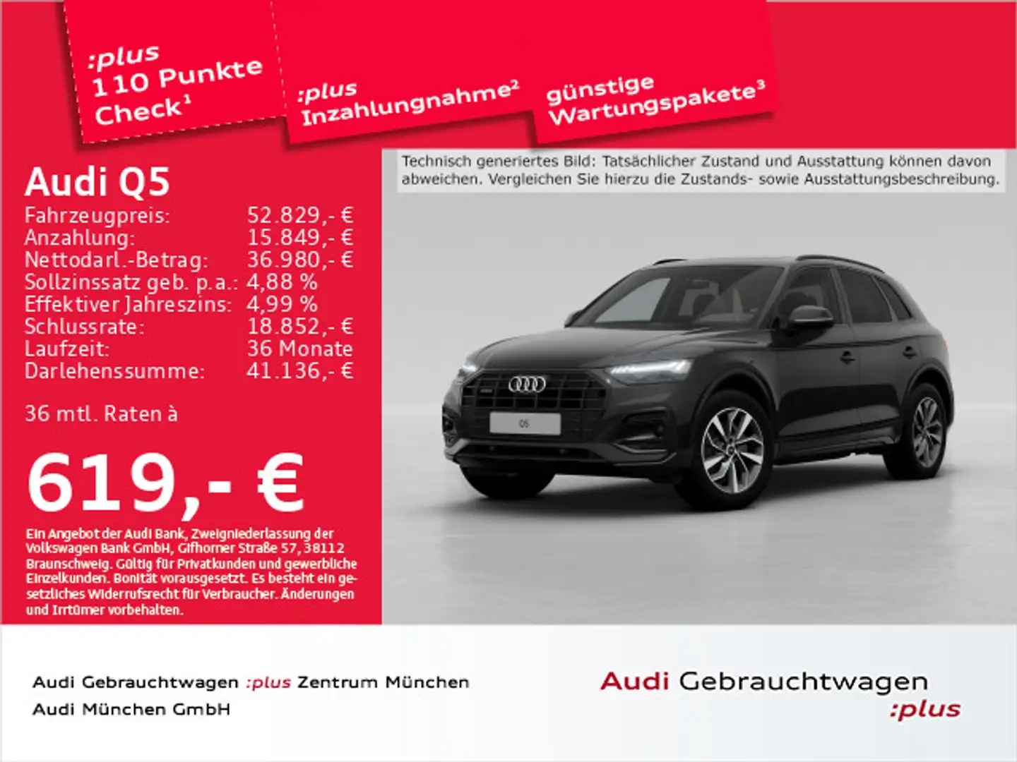 Audi Q5 45 TFSI qu. S tronic advanced AHK/Pano/Matrix Schwarz - 1