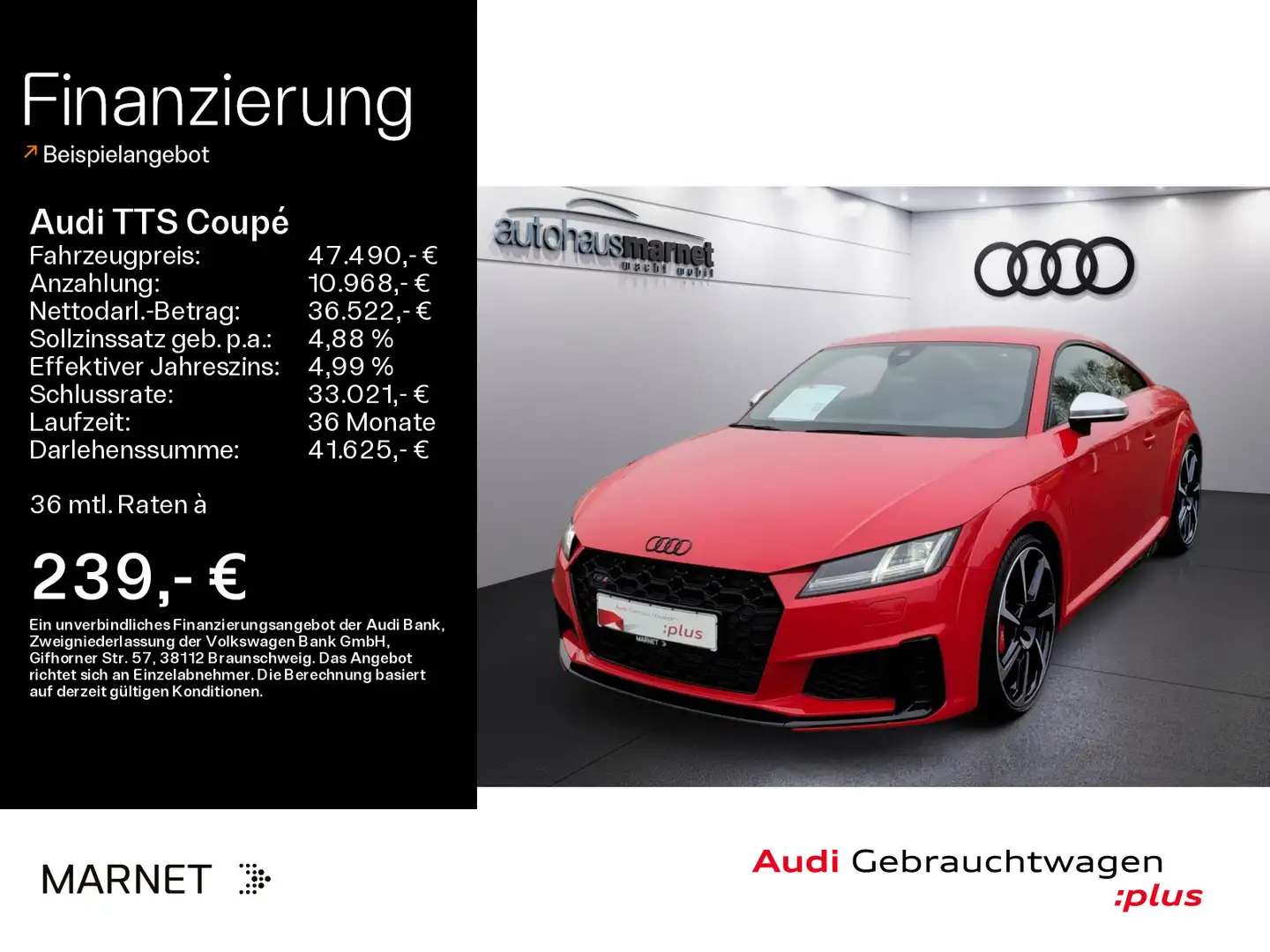 Audi TTS TFSI quattro*Navi*Matrix*B&O*PDC*Virtu Rosso - 1