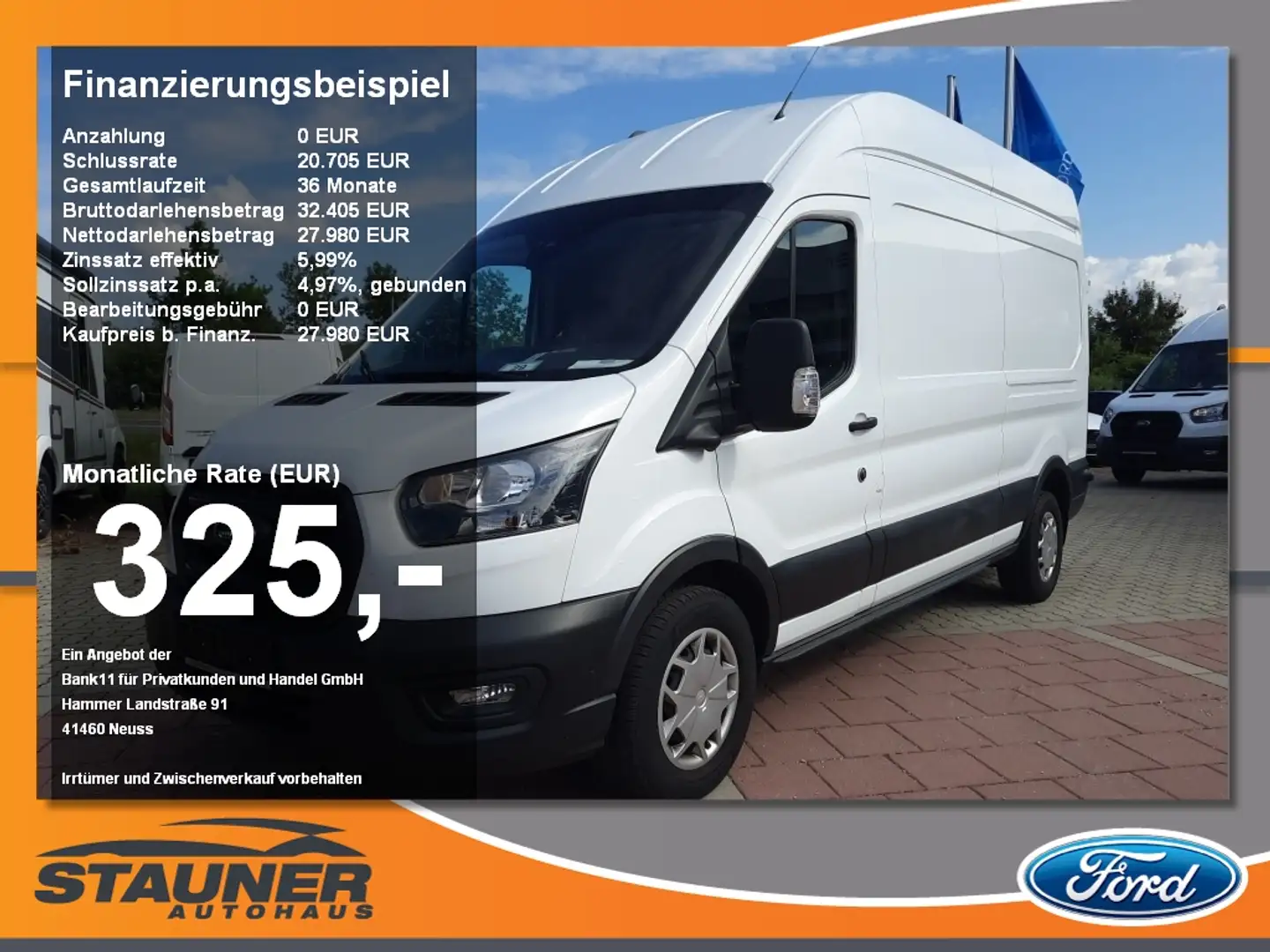 Ford Transit Kasten 350 L3 Trend |NAV|SHZG|360°|ACC Weiß - 1