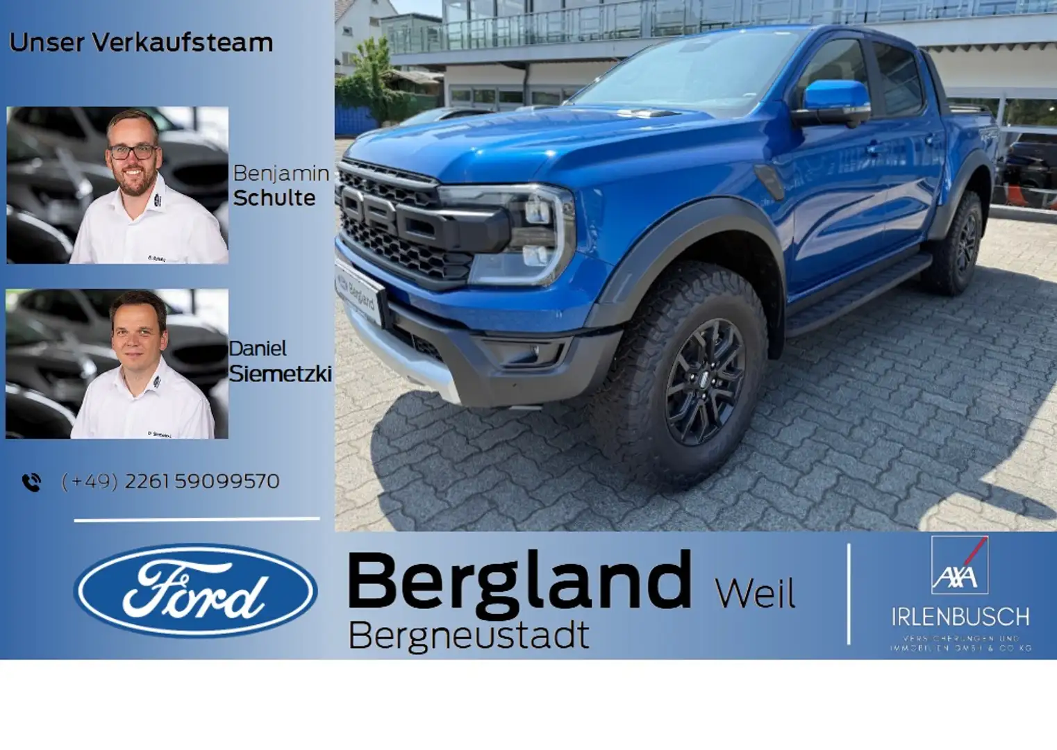 Ford Ranger Raptor DOPPELKABINE 3.0L 292PS Automatik Blau - 1