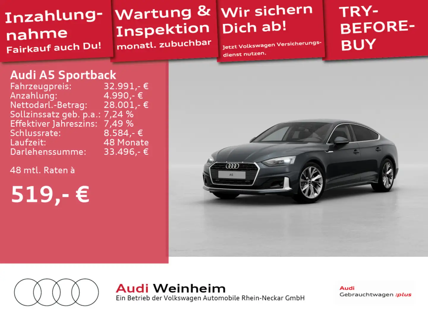 Audi A5 35 TDI advanced S-tronic LED Navi u Grigio - 1