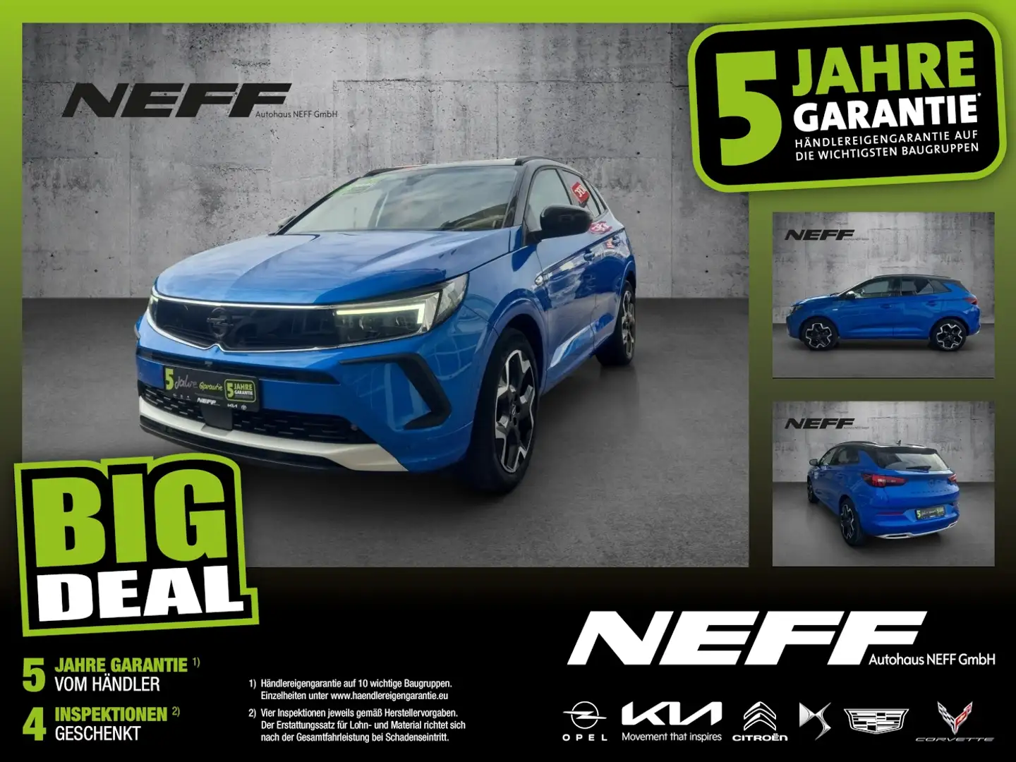 Opel Grandland 1.6 Turbo Ultimate 4 ACC+AHK+LED+Navi Bleu - 1